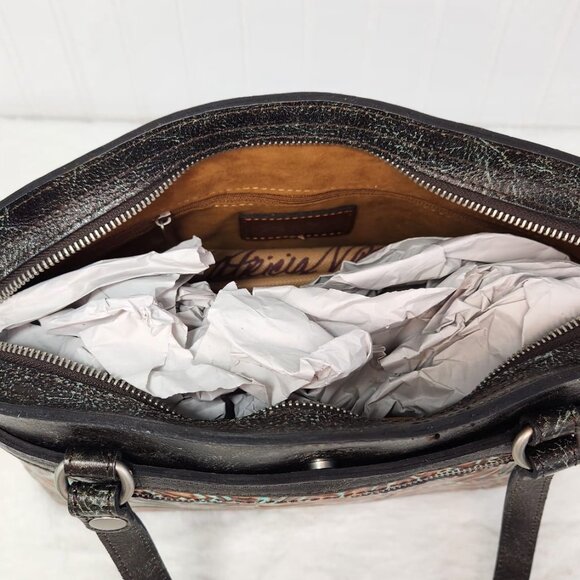NWT Patricia Nash Leather Poppy Tote Satchel - The Tooled Turquoise Collection - Picture 6 of 9